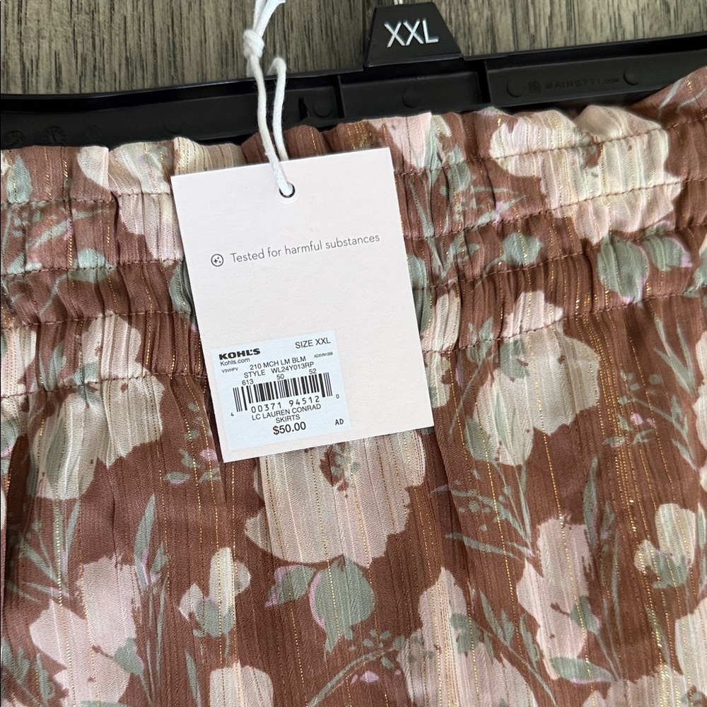 LC Lauren Conrad Pink Floral Midi Skirt - Picture 2 of 4